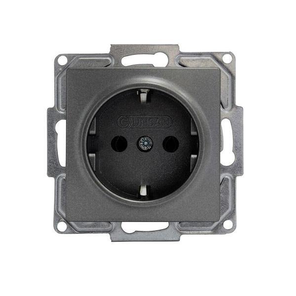 Gunsan Visage 1-fach Steckdose Unterputz Dunkelsilber Steckklemmen 1281700252115